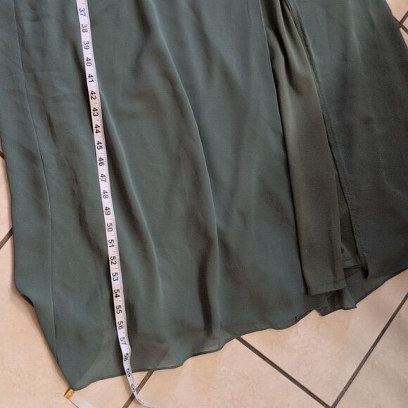 NWT After Six Skinny One-Shoulder Trumpet Gown Front Slit Vineyard Green Size 16 - Picture 10 of 15